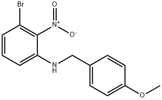 3-ブロモ-N-(4-メトキシベンジル)-2-ニトロアニリン 化学構造式