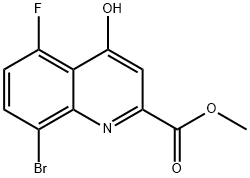 8-ブロモ-5-フルオロ-4-ヒドロキシキノリン-2-カルボン酸メチル 化学構造式