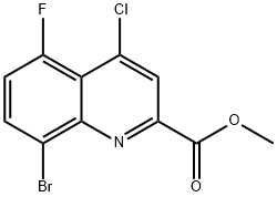 8-ブロモ-4-クロロ-5-フルオロキノリン-2-カルボン酸メチル 化学構造式