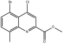 5-ブロモ-4-クロロ-8-メチルキノリン-2-カルボン酸メチル 化学構造式