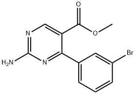 2-アミノ-4-(3-ブロモフェニル)ピリミジン-5-カルボン酸メチル 化学構造式