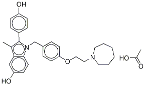1-[[4-[2-(六氢-1H-氮杂卓-1-基)乙氧基-1,1,2,2-D<SUB>4</SUB>]苯基]甲基]-2-(4-羟基苯基)-3-甲基-1H-吲哚-5-醇, 1133695-49-4, 结构式