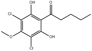 1-(3,5-dichloro-2,6-dihydroxy-4-methoxyphenyl-)-1-pentanone Struktur