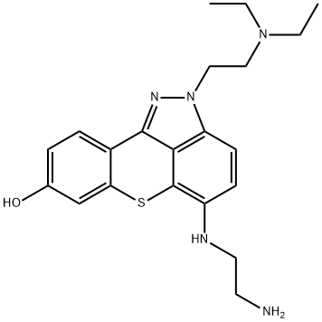 5-[(2-アミノエチル)アミノ]-2-[2-(ジエチルアミノ)エチル]-2H-[1]ベンゾチオピラノ[4,3,2-cd]インダゾール-8-オール 化学構造式