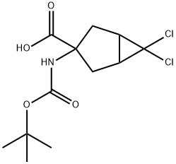 3-(BOC-氨基)-6,6-二氯双环[3.1.0]己烷-3-甲酸,1134759-39-9,结构式
