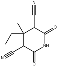 4-エチル-4-メチル-2,6-ジオキソ-3,5-ピペリジンジカルボニトリル 化学構造式