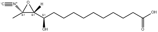 rel-[11R*]-11-ヒドロキシ-11-(3α*-イソシアノ-3-メチルオキシラン-2α*-イル)ウンデカン酸 化学構造式
