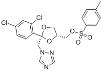 cis-[2-(2,4-二氯苯基)-2-(1H-1,2,4-三唑-1-基甲基)-1,3-二氧戊环-4-基]甲基对甲苯磺酸酯, 113770-65-3, 结构式