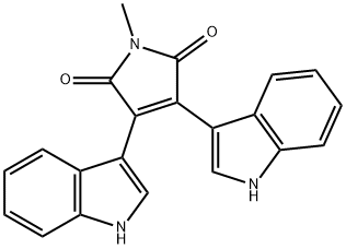 3,4-ビス(1H-インドール-3-イル)-1-メチル-3-ピロリン-2,5-ジオン 化学構造式
