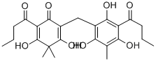 3,5-ジヒドロキシ-4,4-ジメチル-2-(1-オキソブチル)-6-[[2,4,6-トリヒドロキシ-3-メチル-5-(1-オキソブチル)フェニル]メチル]-2,5-シクロヘキサジエン-1-オン 化学構造式