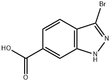 3-ブロモ-1H-インダゾール-6-カルボン酸 化学構造式