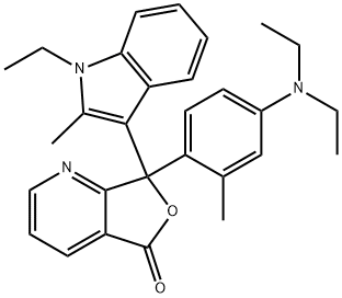 3-(4-ジエチルアミノ-2-メチルフェニル)-3-(1-エチル-2-メチル-1H-インドール-3-イル)-4-アザフタリド 化学構造式