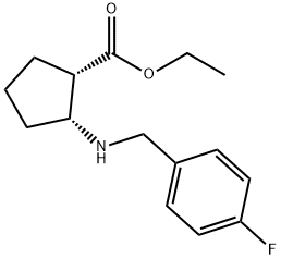 (1S,2R)-2-(4-氟苄基氨基)环戊烷甲酸乙酯 结构式