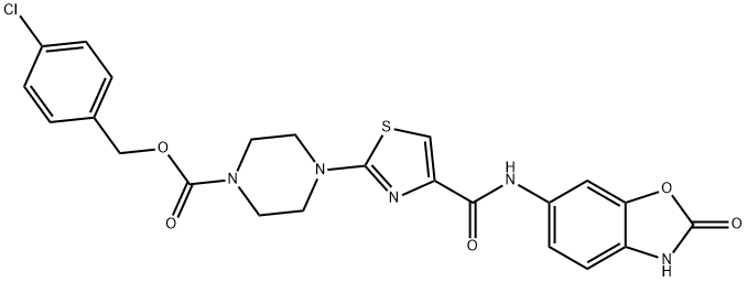 4-chlorobenzyl 4-(4-((2-oxo-2,3-dihydrobenzo[d]oxazol-6-yl)carbaMoyl)thiazol-2-yl)piperazine-1-carboxylate Structure