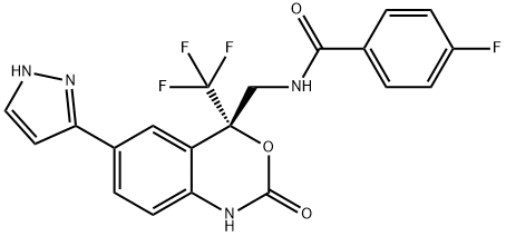 BenzaMide, N-[[(4S)-1,4-dihydro-2-oxo-6-(1H-pyrazol-3-yl)-4-(trifluoroMethyl)-2H-3,1-benzoxazin-4-yl]Methyl]-4-fluoro- Structure