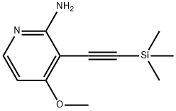 4-メトキシ-3-((トリメチルシリル)エチニル)ピリジン-2-アミン 化学構造式