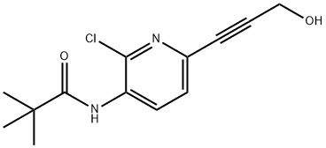 N-(2-クロロ-6-(3-ヒドロキシプロパ-1-イニル)ピリジン-3-イル)ピバルアミド 化学構造式