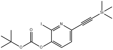 tert-Butyl 2-iodo-6-((trimethylsilyl)ethynyl)-pyridin-3-yl carbonate Structure