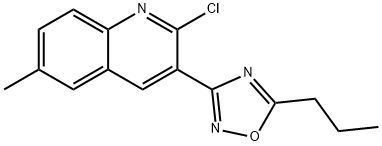 2-クロロ-6-メチル-3-(5-プロピル-1,2,4-オキサジアゾール-3-イル)キノリン 化学構造式