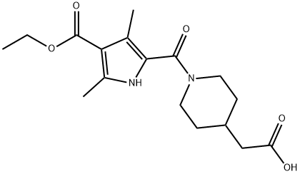 (1-{[4-(ethoxycarbonyl)-3,5-dimethyl-1H-pyrrol-2-yl]carbonyl}piperidin-4-yl)acetic acid Structure