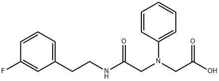 [(2-{[2-(3-fluorophenyl)ethyl]amino}-2-oxoethyl)(phenyl)amino]acetic acid 化学構造式