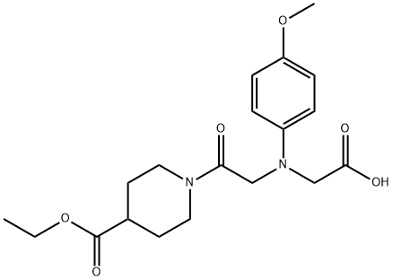 [{2-[4-(エトキシカルボニル)ピペリジン-1-イル]-2-オキソエチル}(4-メトキシフェニル)アミノ]酢酸 化学構造式