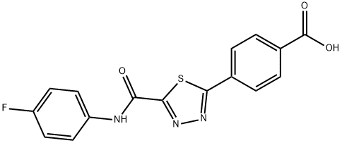4-(5-{[(4-fluorophenyl)amino]carbonyl}-1,3,4-thiadiazol-2-yl)benzoic acid Struktur