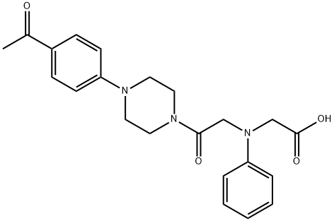 [{2-[4-(4-acetylphenyl)piperazin-1-yl]-2-oxoethyl}(phenyl)amino]acetic acid Struktur