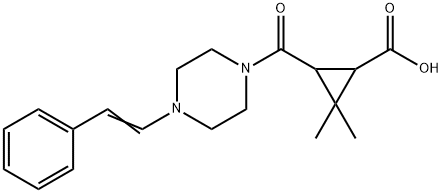 2,2-dimethyl-3-({4-[(E)-2-phenylvinyl]piperazin-1-yl}carbonyl)cyclopropanecarboxylic acid Structure