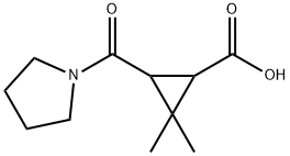 2,2-dimethyl-3-(pyrrolidin-1-ylcarbonyl)cyclopropanecarboxylic acid Structure