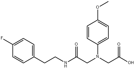 [(2-{[2-(4-フルオロフェニル)エチル]アミノ}-2-オキソエチル)-(4-メトキシフェニル)アミノ]酢酸 化学構造式