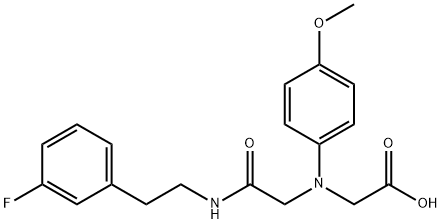 [(2-{[2-(3-フルオロフェニル)エチル]アミノ}-2-オキソエチル)-(4-メトキシフェニル)アミノ]酢酸 化学構造式