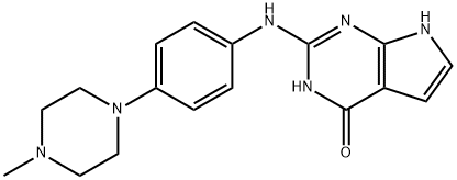 4H-Pyrrolo[2,3-d]pyriMidin-4-one, 3,7-dihydro-2-[[4-(4-Methyl-1-piperazinyl)phenyl]aMino]-,1142946-16-4,结构式
