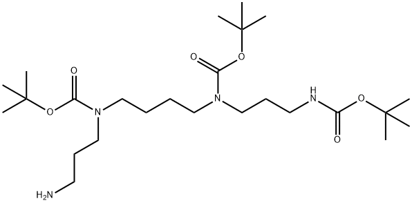 N2,N3,N4-TRIS-(TERT-BUTYLOXYCARBONYL)-1,5,10,14-TETRA-AZA-QUATRODECANE 化学構造式