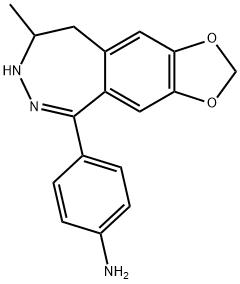 4-[(4-メチル-7,8-メチレンジオキシ-3,4-ジヒドロ-5H-2,3-ベンゾジアゼピン)-1-イル]アニリン 化学構造式