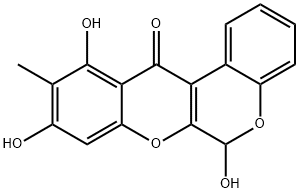 10-Methyl-6,9,11-trihydroxy[1]benzopyrano[3,4-b][1]benzopyran-12(6H)-one Structure