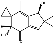 (3'S,6'R)-2',3'-ジヒドロ-3',6'-ジヒドロキシ-2',2',4',6'-テトラメチルスピロ[シクロプロパン-1,5'-[5H]インデン]-7'(6'H)-オン 化学構造式