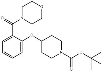 4-[2-(Morpholine-4-carbonyl)-phenoxy]-piperidine-1-carboxylic acid tert-butyl ester, 98+% C21H30N2O5, MW: 390.48 Structure