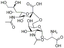 2-乙酰氨基-6-O-(Α-2-N-乙酰神经氨酰基)-2-脱氧-Α-D-吡喃半乳糖基丝氨酸, 114661-01-7, 结构式