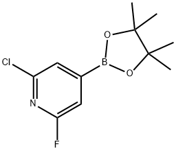 2-クロロ-6-フルオロピリジン-4-ボロン酸ピナコールエステル 化学構造式