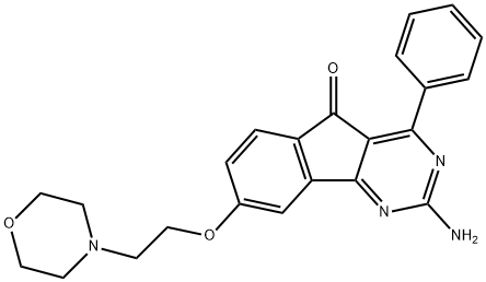 2-amino-8-(2-morpholinoethoxy)-4-phenyl-5H-indeno[1,2-d]pyrimidin-5-one Structure