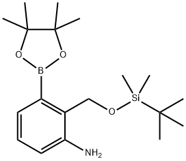 2-((TERT-ブチルジメチルシリルオキシ)メチル)-3-(4,4,5,5-テトラメチル-1,3,2-ジオキサボロラン-2-イル)アニリン 化学構造式