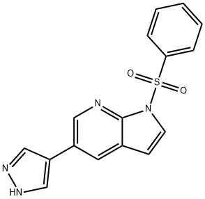 1H-Pyrrolo[2,3-b]pyridine, 1-(phenylsulfonyl)-5-(1H-pyrazol-4-yl)- Struktur