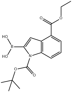 1-BOC-4-(エトキシカルボニル)インドール-2-ボロン酸 化学構造式