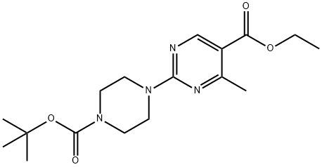 2-(4-(TERT-ブチルトキシカルボニル)ピペラジン-1-イル)-4-メチルピリミジン-5-カルボン酸エチル 化学構造式
