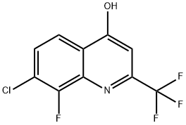 7-Chloro-8-fluoro-2-(trifluoromethyl)quinolin-4-ol 化学構造式