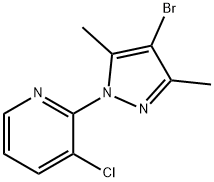 2-(4-ブロモ-3,5-ジメチル-1H-ピラゾール-1-イル)-3-クロロピリジン 化学構造式