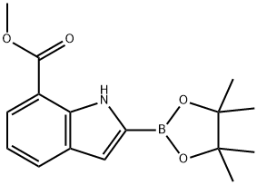 Methyl2-(4,4,5,5-tetramethyl-1,3,2-dioxaborolan-2-yl)-1H-indole-7-carboxylate Struktur
