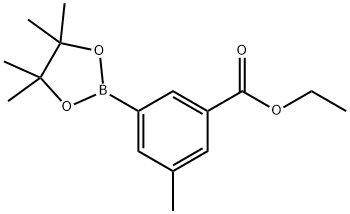3-(エトキシカルボニル)-5-メチルフェニルボロン酸ピナコールエステル 化学構造式
