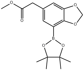 2,3-メチレンジオキソ-5-(メトキシカルボニル)メチルフェニルボロン酸ピナコールエステル 化学構造式